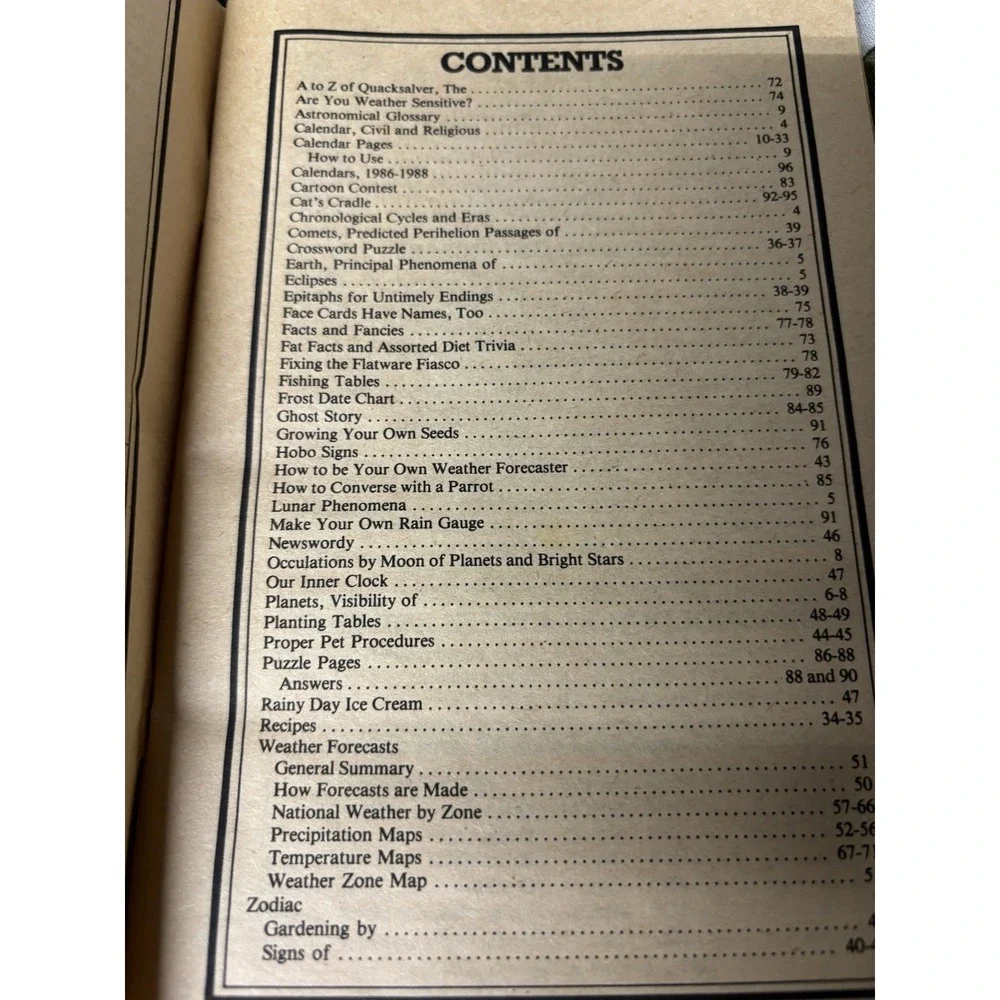 The Almanac Farmers & City Folk  1987 14 Month Weather Fishing Planting Zodiac
